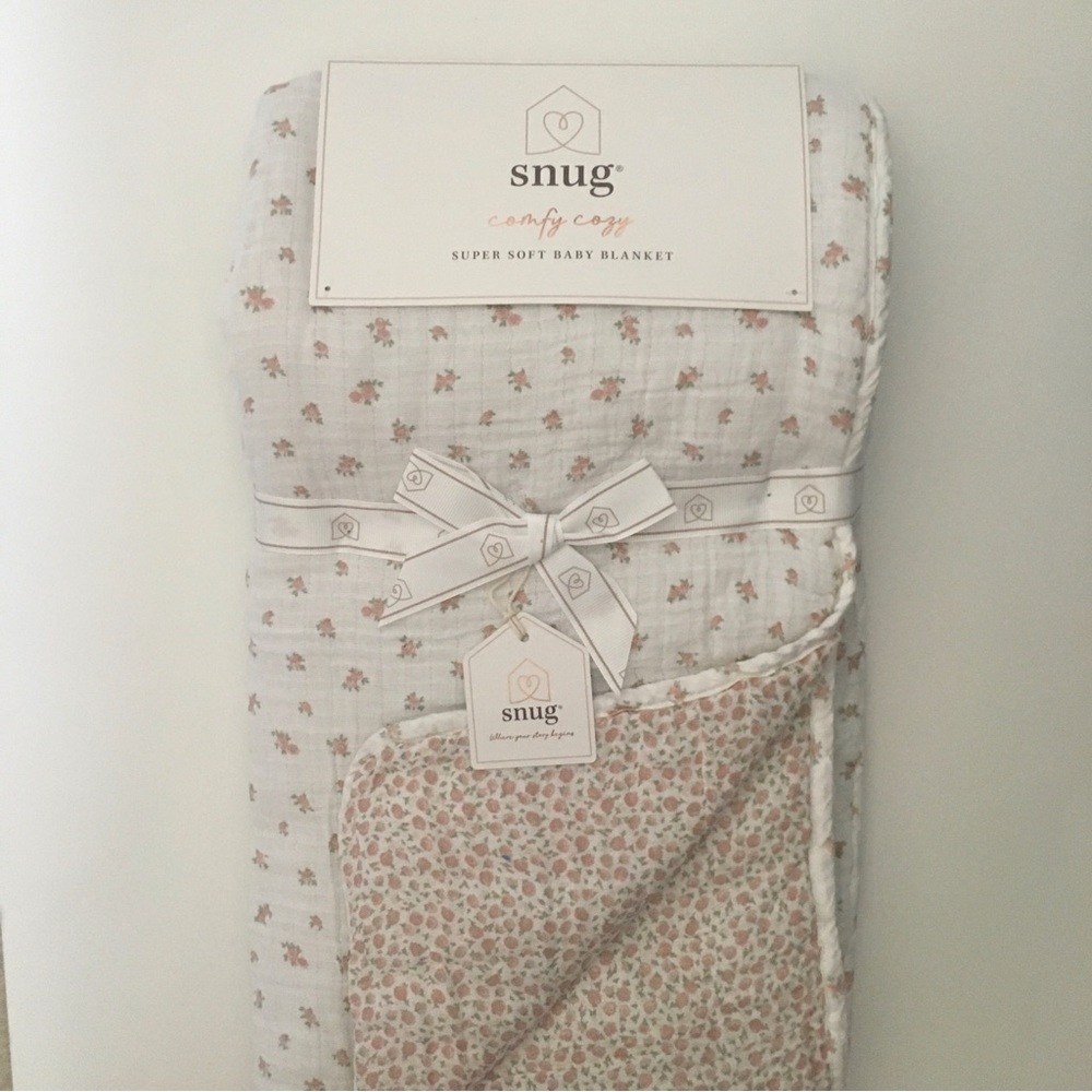 Snug Cotton Muslin Quilted Baby Blanket Pink Floral Baby Gift